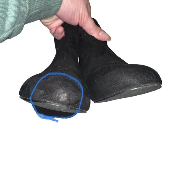 ASOS ACTON Flat Ankle Boots Bootie Women Size 6 Black Suede Side Zipper Preowned - Picture 3 of 11